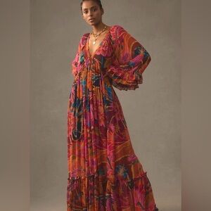FARM Rio Vintage Wave Colorful Floral Maxi Dress